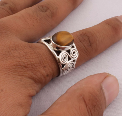 Tiger-Eye Top Quality Gemstone Ring Top Rare Stone Ring 925-Sterling Silver Ring, Antique Silver Ring, Index Finger Ring