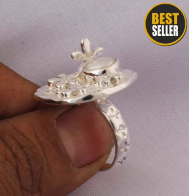 Amazing Pearl Gemstone Ring, One Of Kind Pics, Middle Finger Ring,925-Sterling Silver Ring,Oval Stone Ring, Antique Silver Ring, Beautiful Ring