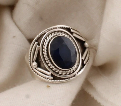 Natural Blue Sapphire Ring, Solid 925 Sterling Silver Ring For Women, Oval Top Quality Gemstone, Engagement Ring, Handcrafted Silver Jewelry