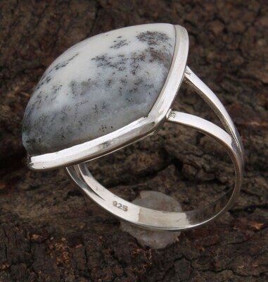 Square Dendrite Opal Ring / Solid 925 Sterling Silver Ring - Designer Engagement Ring / Handmade Ring For Women Gifts For Her