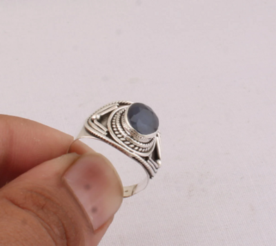 Natural Blue Sapphire Ring, Solid 925 Sterling Silver Ring For Women, Oval Top Quality Gemstone, Engagement Ring, Handcrafted Silver Jewelry