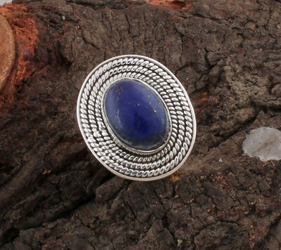 Natural Amazing Lapis Lazuli Top Quality Gemstone Ring / Cabochon Oval Stone 925 Sterling Silver Designer Ring / Antique Silver Ring / Index Finger Ring / Weddings Gifts For Her