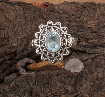 Star Blue Topaz Solid 925 Sterling Silver Ring For Wedding - Designer Handmade Bohemia Oval Shape Ring - For Women Gifts Idea