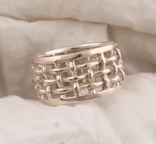 Big Size 925 Sterling Silver Unique Ring For Women, Plain Sterling Silver Ring, Channel Ring, Middle Finger, Silver Jewelry