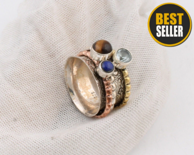 Spinner Ring, Silver Jewellery,Meditation Ring, Spinning Ring,Thumb Ring, Three Tone Ring, 925 Sterling Silver Ring,Handmade Jewellery