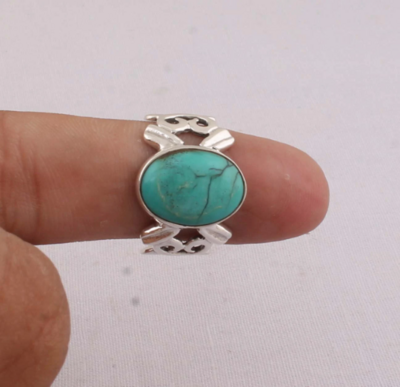 Natural Turquoise Ring, 925 Solid Sterling Silver Ring For Women, Blue Oval Handmade AAA+ Top Quality Gemstone, Engagement Ring, Sister Gift