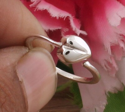 Hearts Solid 925 Sterling Silver Adjustable Ring For Women / Handmade Solid Silver Heart Simple Ring For Friends Heart Ring Gifts For Her
