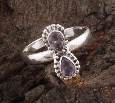 Natural Amethyst Top Quality Gemstone Ring Cut Transparency Stone Boho Ring 925 Sterling Silver Ring, Finger Ring Valentine's Day Gift
