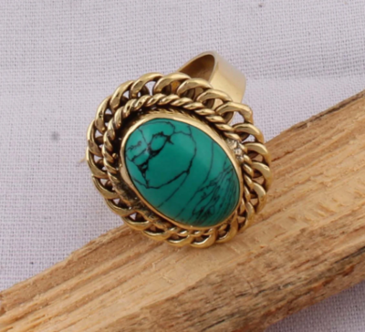 Amazing Tibati Turquoise Top Quality Gemstone Ring,Boho Ring,Yellow Brass Ring,Middle Finger Ring,Wedding Ring One OF Kind,Fashion Item Ring