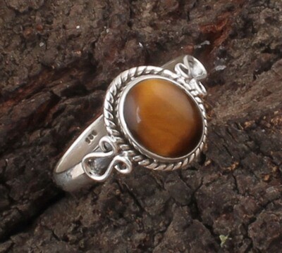 Tiger Eye Solid 925 Sterling Silver Gemstone Ring - Oval Shape Tiger Eye Semi Precious Ring - Middle Finger Top Rare Stone Ring Gift For Him