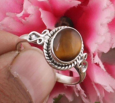 Tiger Eye Solid 925 Sterling Silver Gemstone Ring - Oval Shape Tiger Eye Semi Precious Ring - Middle Finger Top Rare Stone Ring Gift For Him Tiger Eye Solid 925 Sterling Silver Gemstone Ring - Oval Shape Tiger Eye Semi Precious Ring - Middle Finger Top Rare Stone Ring Gift For Him