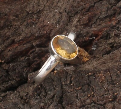 Natural Citrine Solid 925 Sterling Silver Ring For Women | Simple Handmade Citrine Oval Cut Solid Silver Ring For Wedding Anniversary Gifts Idea