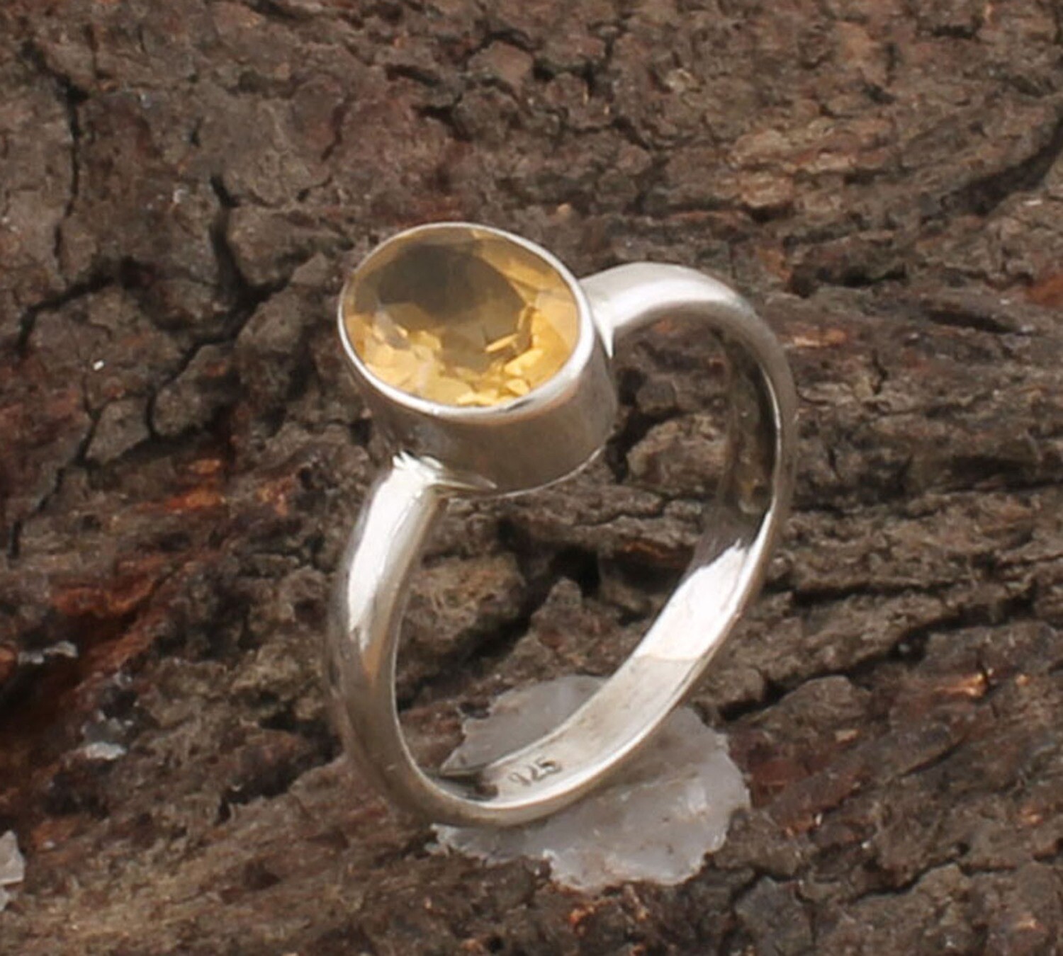 Natural Citrine Solid 925 Sterling Silver Ring For Women | Simple Handmade Citrine Oval Cut Solid Silver Ring For Wedding Anniversary Gifts Idea