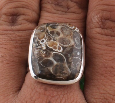 Coco Jasper AAA+Quality Gemstone 925 Sterling Silver Ring - Baguette Stone Cabochon Ring -Antique Silver Ring - Dainty Hoop - Women Weddings Gifts For Her