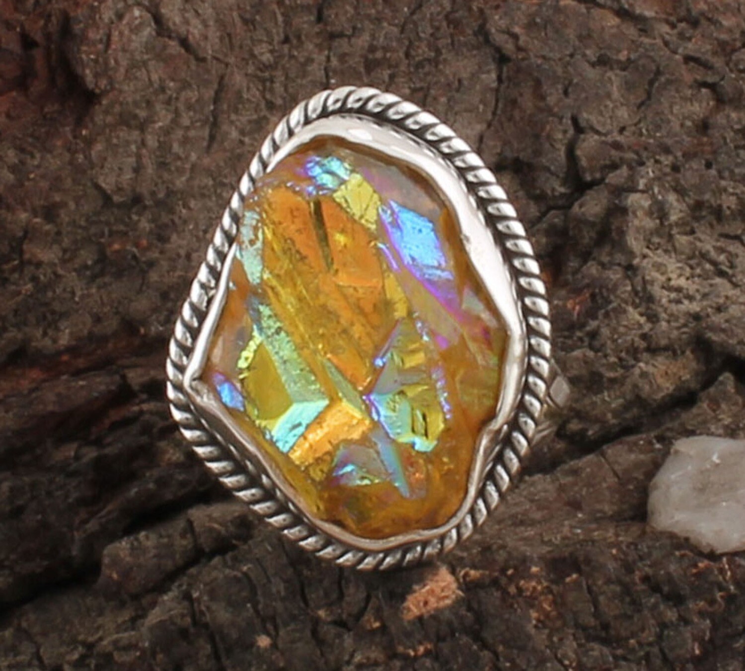 Sunshine Druzy Solid 925 Sterling Silver Ring For Women - Fancy Designee Ring - Handmade Druzy Ring For Wedding Anniversary Gift For Her