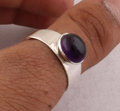 Beautiful Purple Jade AAA+Quality Gemstone Ring, Middle Finger Ring, Purple Stone Ring, Cabochon Ring, Simple Ring, Anniversary Gift Ring