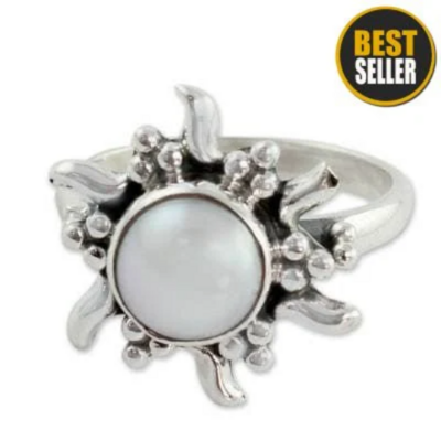 Pearl Top Quality Gemstone Ring,Antique Silver Ring,Sterling Silver Ring,Engagement Ring,Ring Finger Ring Gift For Her