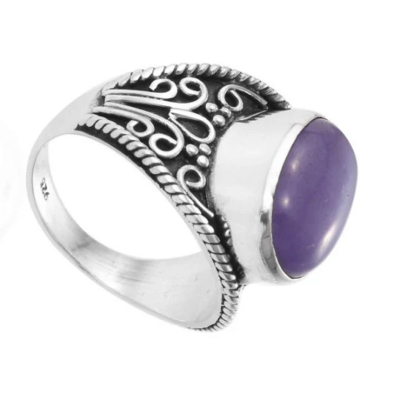 Amazing Purple Jade Top Quality Gemstone Ring,925-Antique Silver Ring,Middle Finger Ring,Antique Silver Ring,Wedding Ring Gift For Her