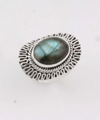 Labradorite AAA+Quality Gemstone Handcrafted Ring Cabochon Oval Stone Boho Ring 925-Antique Silver Ring,Middle Finger Ring