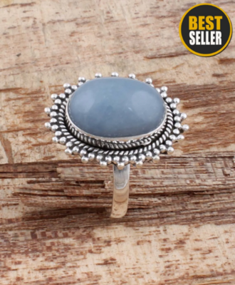 Natural Blue Opal Top Quality Gemstone Ring Cabochon,Opaque Stone Boho Ring 925-Sterling Silver Ring,Ring Finger Ring