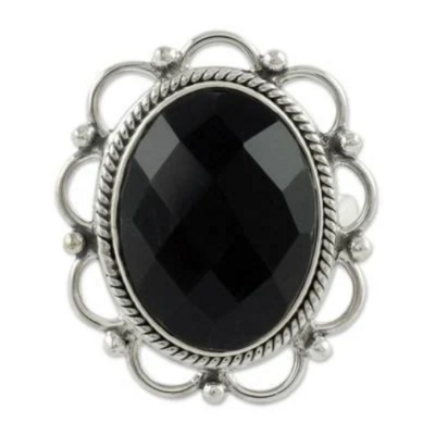 Natural Black Onyx AAA+Quality Gemstone Handcrafted Ring Cut,Opaque Stone Boho Ring,Antique Silver Ring,Middle Finger Ring