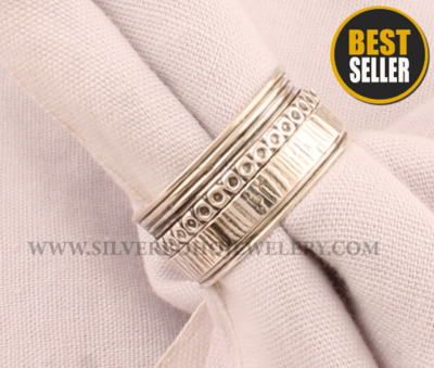 Designer Textured Spinner Rings / 925 Sterling Silver Spinner Ring / Handmade Silver Meditation Ring / Boho jewelry
