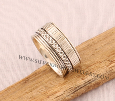 Designer Textured Spinner Rings / 925 Sterling Silver Spinner Ring / Handmade Silver Meditation Ring / Boho jewelry