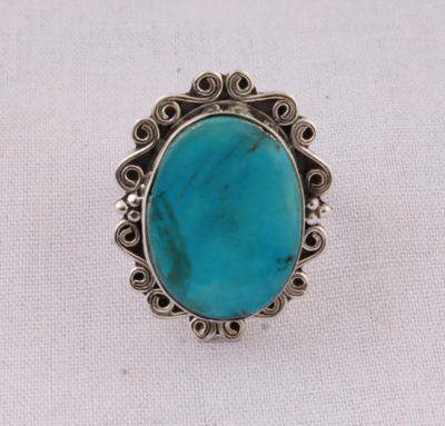 Natural Sleeping Beauty Turquoise AAA+Quality Gemstone Ring, Boho Oval Ring,925-Sterling Silver Ring,Antique Silver Ring Midder Finger Ring