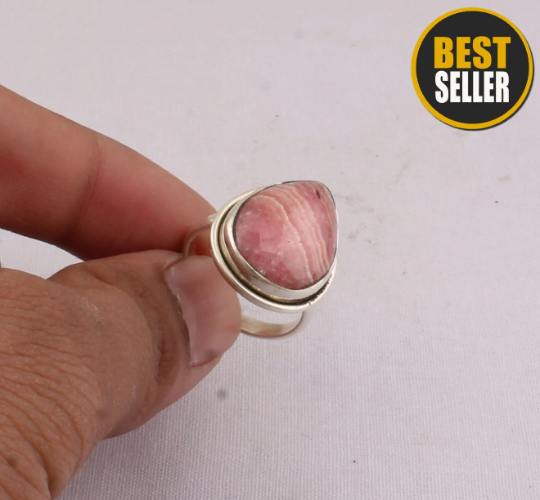 Natural Rhodochrosite Gemstone Ring, Solid Sterling Silver Ring, Pear Handmade Top Quality Gemstone, Engagement Ring, Handcrafted Women Ring