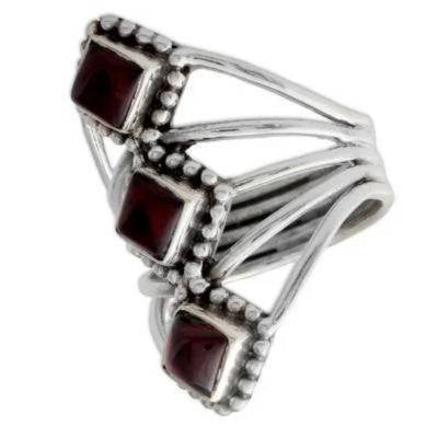 Natural Red Garnet Top Quality Gemstone Handmade Ring Cabochon Stone's Boho Ring Antique Silver Ring,Middle Finger Ring Etsy