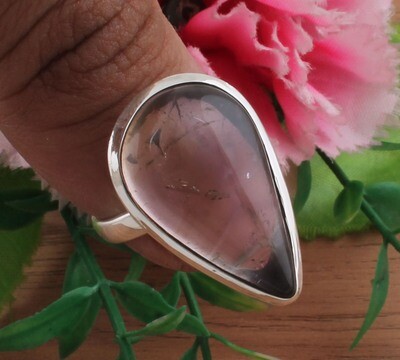 Solid 925 Sterling Silver Natural Fluorite Ring - Designer Ring - Engagement Pair Shape Ring - Simple Handmade Jewelry For Anniversary Gifts Her