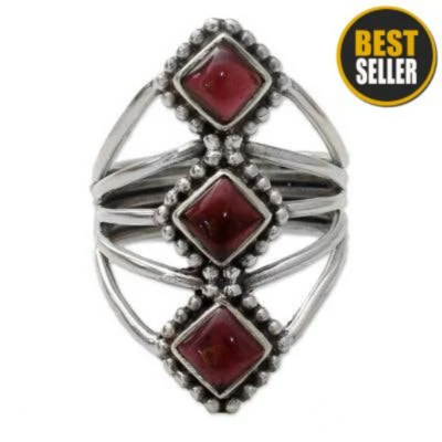 Natural Red Garnet Top Quality Gemstone Handmade Ring Cabochon Stone's Boho Ring Antique Silver Ring,Middle Finger Ring Etsy