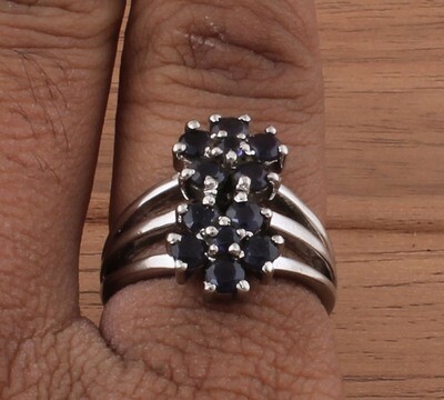 Prong Set Natural Black Onyx Solid 925 Sterling Silver Round Shape Designer Ring For Women / Handmade Faceted Stone Fancy Ring For Anniversary Gifts
