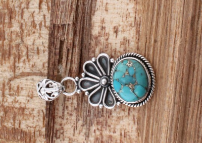 Composite Turquoise Top Quality Gemstone Pendant,Cabochon Oval Stone Boho Pendant,Sterling Silver Pendant