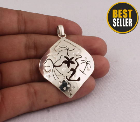 Beautiful Chain Necklace, Sterling Silver Plain Necklace, 925 Silver, Bridal Necklace, Star Antique Pendant, Silver Jewelry