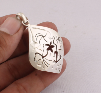 Beautiful Chain Necklace, Sterling Silver Plain Necklace, 925 Silver, Bridal Necklace, Star Antique Pendant, Silver Jewelry