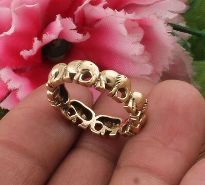 Elephant Brass Band Ring - Antique Designer Family Ring - Thumb Ring - Anniversary Weddings Gifts For Her