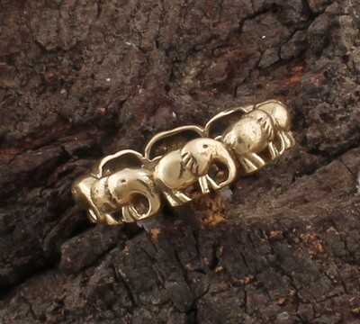Elephant Brass Band Ring - Antique Designer Family Ring - Thumb Ring - Anniversary Weddings Gifts For Her