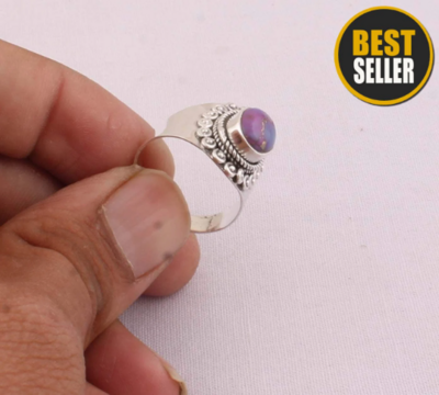 Composite Turquoise Top Quality Gemstone Ring Cabochon Stone Ring 925-Sterling Silver Ring, Antique Silver Ring, Index Finger Ring BOHO SILVER