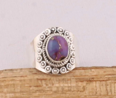Composite Turquoise Top Quality Gemstone Ring Cabochon Stone Ring 925-Sterling Silver Ring, Antique Silver Ring, Index Finger Ring BOHO SILVER