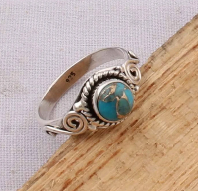 Adorable Composite Turquoise Top Quality Gemstone Ring Oval Stone Boho Ring 925-Sterling Silver Ring,Vintage,Ring Finger Ring Gift for Her