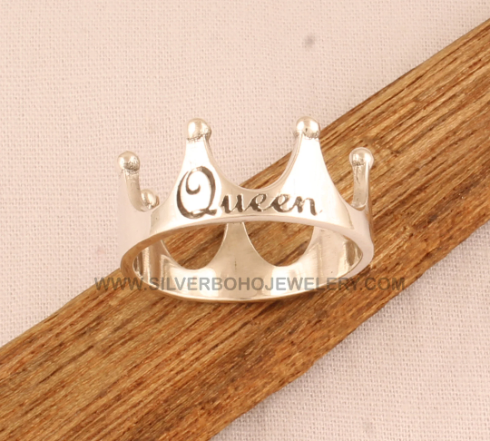 Queen Crown Ring Solid 925 Sterling Silver Princess