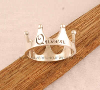 Queen Crown Ring Solid 925 Sterling Silver Princess