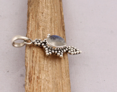 Beautiful Natural Rainbow Moonstone Pendant, Sterling Silver 925, White Stone Necklace, Simple Pendant, AAA+Top Quality Gemstone, Mom Gifts