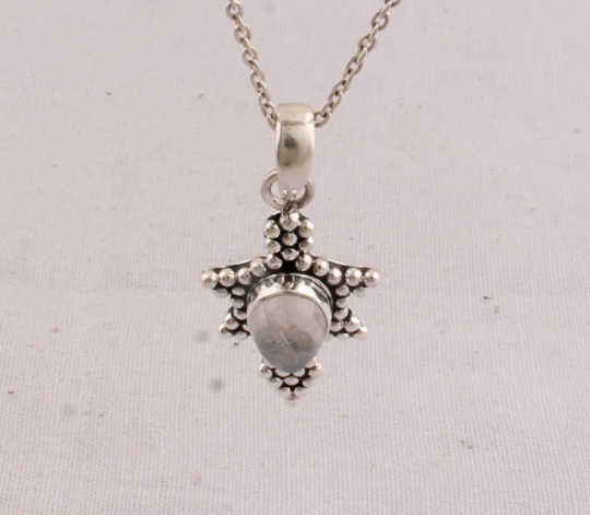 Beautiful Natural Rainbow Moonstone Pendant, Sterling Silver 925, White Stone Necklace, Simple Pendant, AAA+Top Quality Gemstone, Mom Gifts