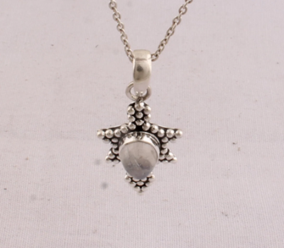 Beautiful Natural Rainbow Moonstone Pendant, Sterling Silver 925, White Stone Necklace, Simple Pendant, AAA+Top Quality Gemstone, Mom Gifts
