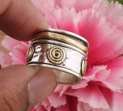 Spinner Ring, Silver Jewellery,Meditation Ring, Spinning Ring,Thumb Ring, Two Tone Ring, 925 Sterling Silver Ring, Silver Handmade Jewellery