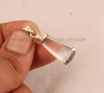 Natural Crystal Faceted Fancy Gemstone Silver Pendant - 925 Sterling Silver Pendant - Designer Wedding Jewelry - Gift For Women