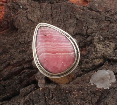 Amazing Solid Natural Rhodochrosite 925 Sterling Silver Ring / Simple Ring / Engagement Pair Shape Ring - Handmade Ring / For Weddings Anniversary Gifts Her