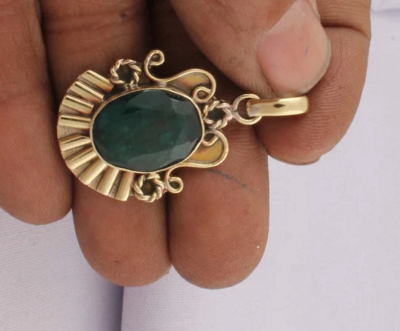 Amazing Emerald Top Quality Gemstone Pendant Cut Stone Boho Pendant,Yellow Brass Pendant, Fashion Item Jewelry,Wedding Brass Pendant
